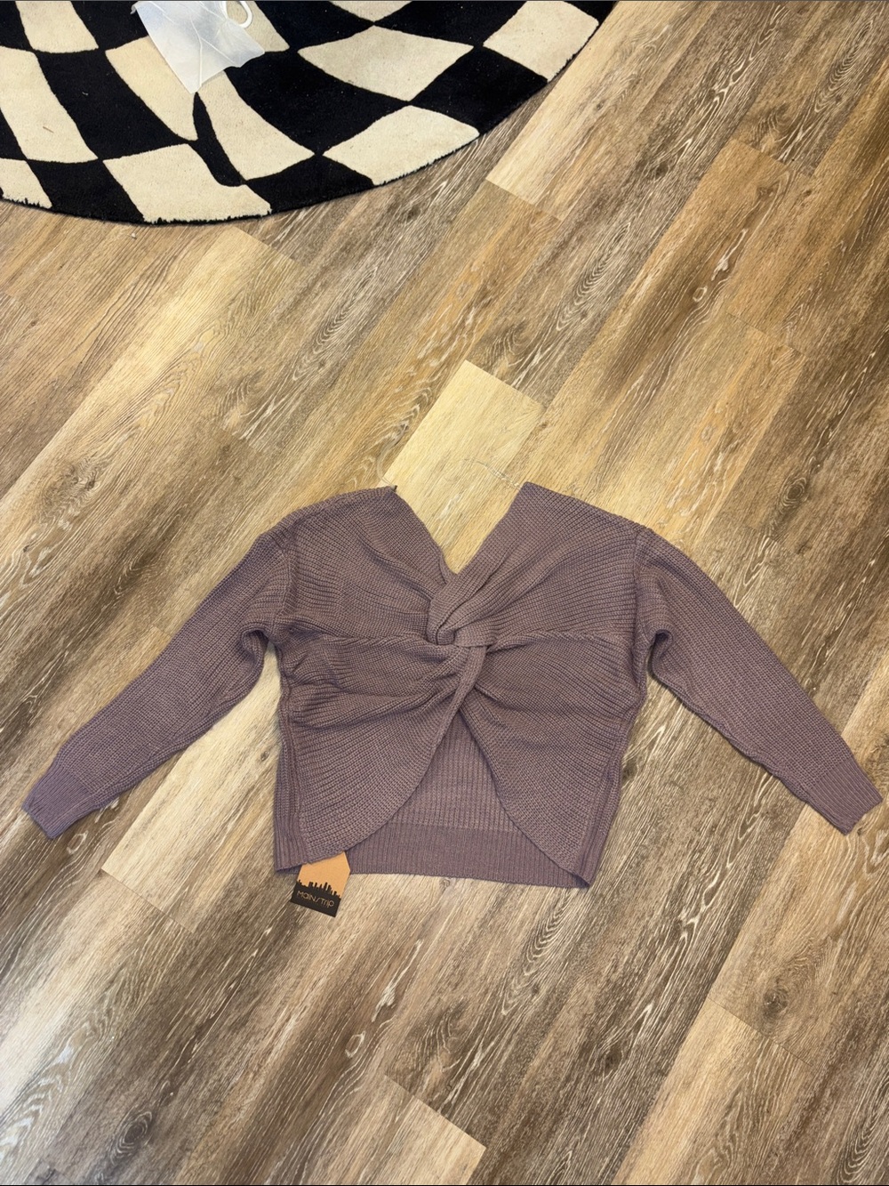 Purple Twist-Front V-Neck Sweater main strip size small
